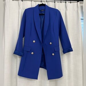 Boohoo Cobalt Blue Double-Breasted Blazer Jacket